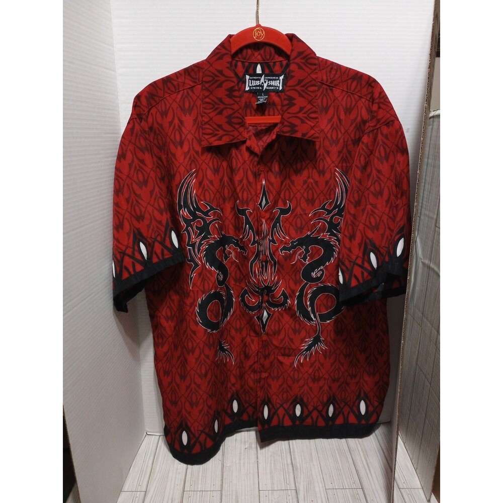 Steve and Barry's Men's casual  Club Shirt Dragon Red & Black L